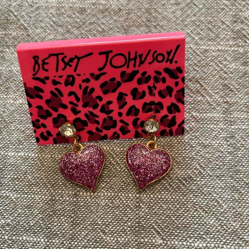 Betsey Johnson Pink Heart Earrings